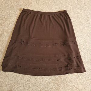 Brown  Knee-Length Stretch Ruffle Casual Skirt M